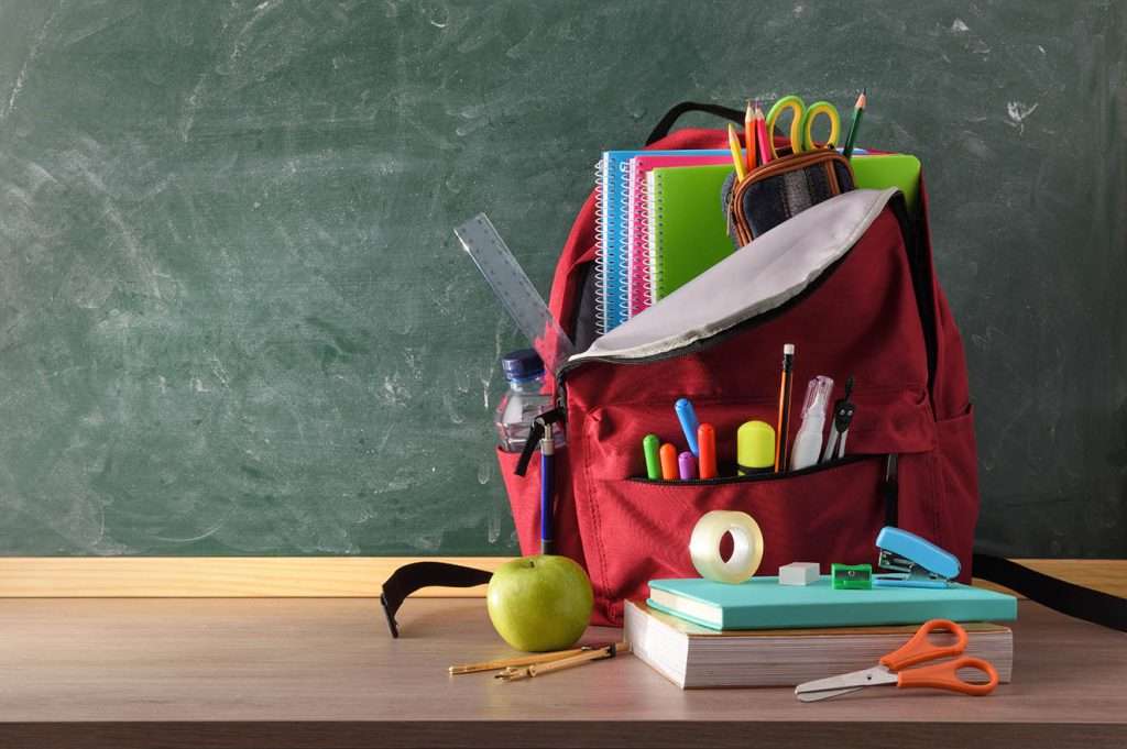 Backpack filled with school supplies