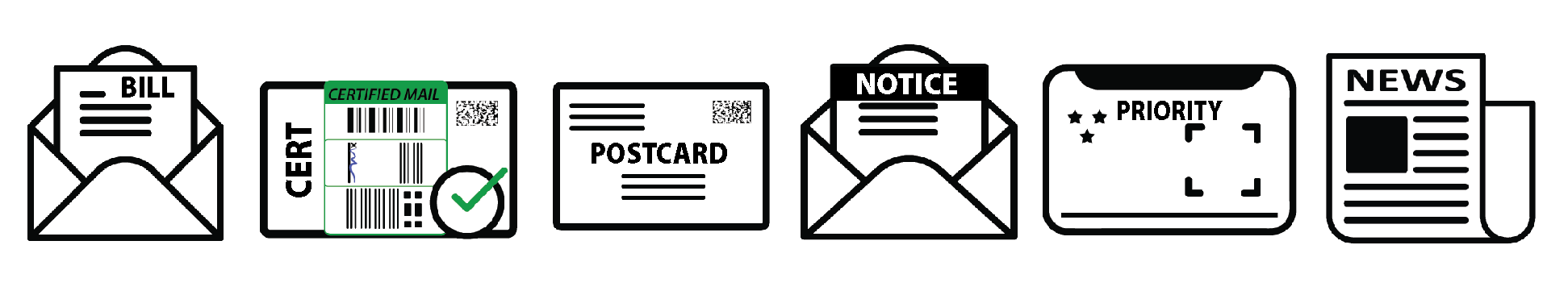 Utility bills, certified mail, postcards, notices, priority mail, newsletters and more can be mailed by Broadstrokeinc.com