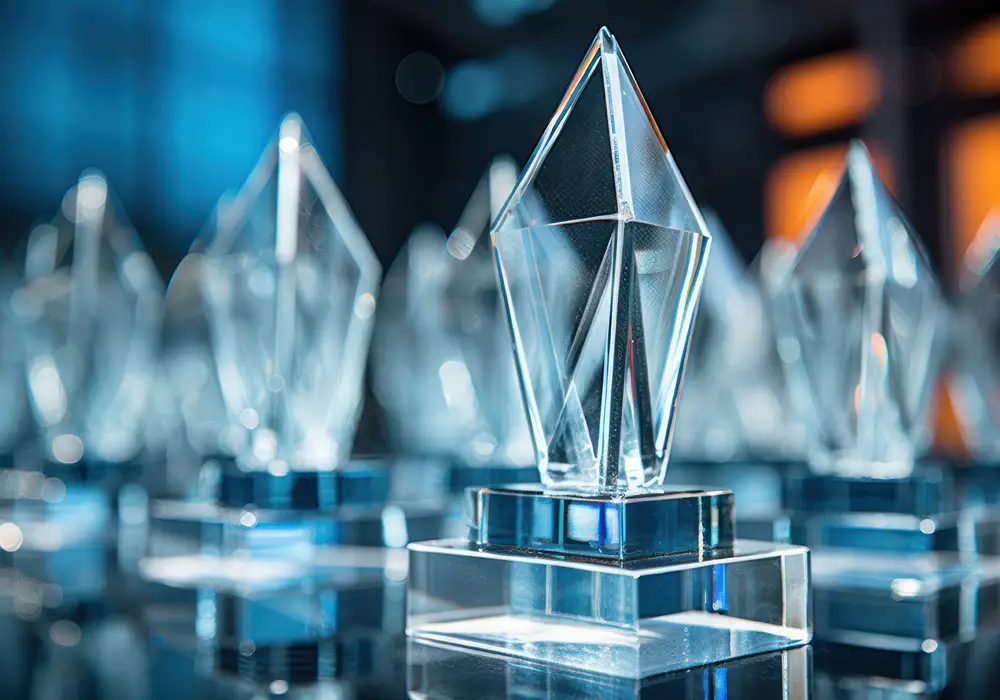 Glass awards ready for engraving